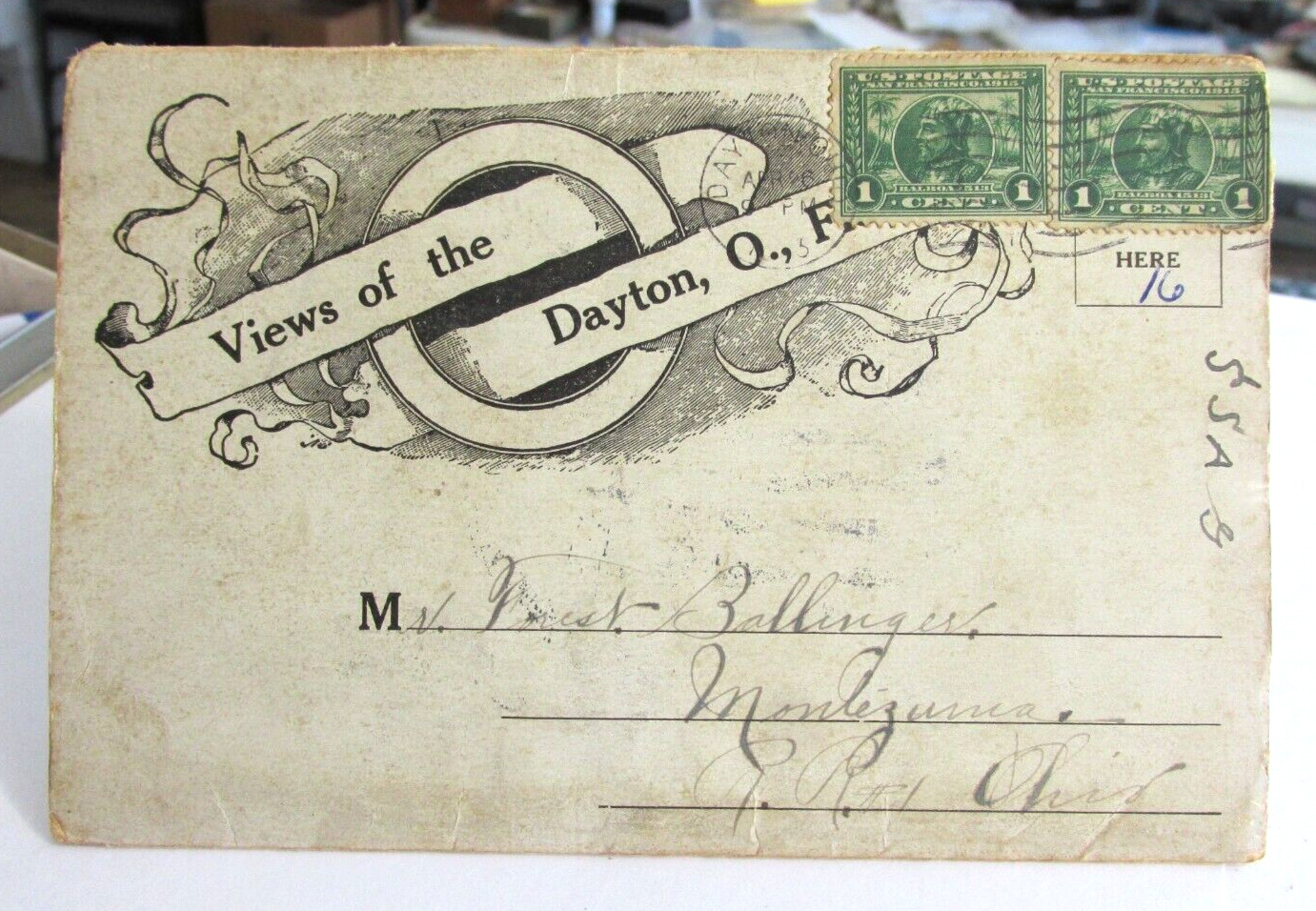 Rare 1913 DAYTON OHIO FLOOD VIEWS Folding Views Postcard, Pan Am Expo Stamps