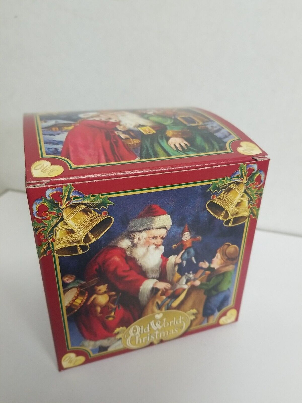 4 BURGUNDY OLD WORLD CHRISTMAS 14014 CARDBOARD SET OF GIFT BOXES 4\
