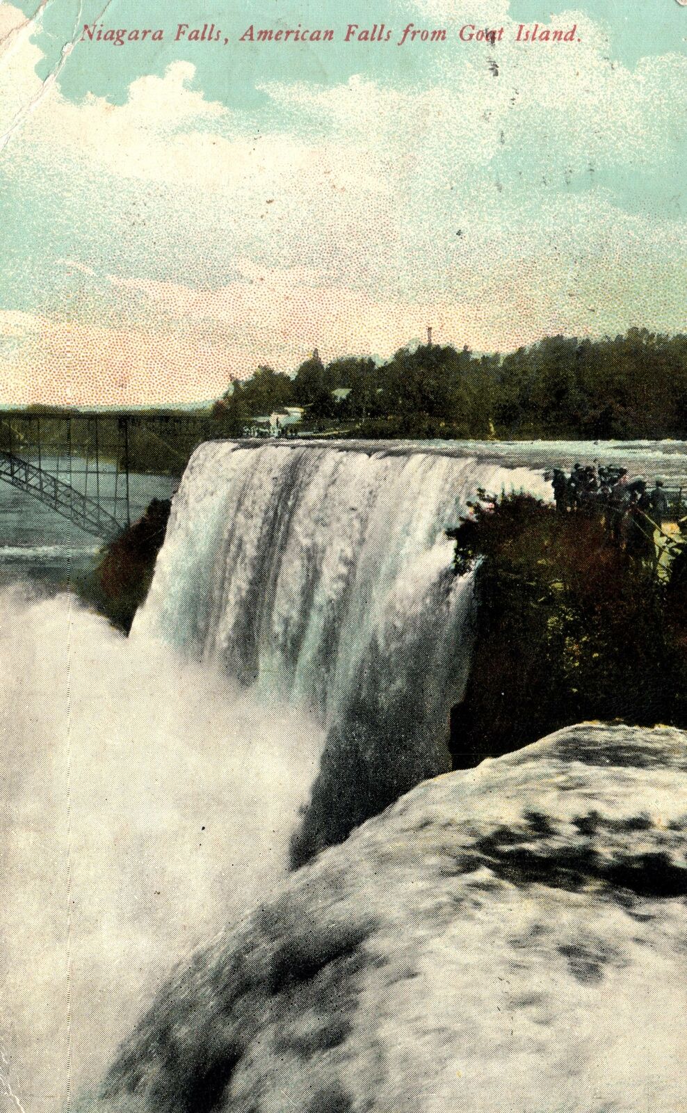 VINTAGE POSTCARD VIEW OF THE AMERICAN FALLS FROM GOAT ISLAND NIAGARA FALLS 1913
