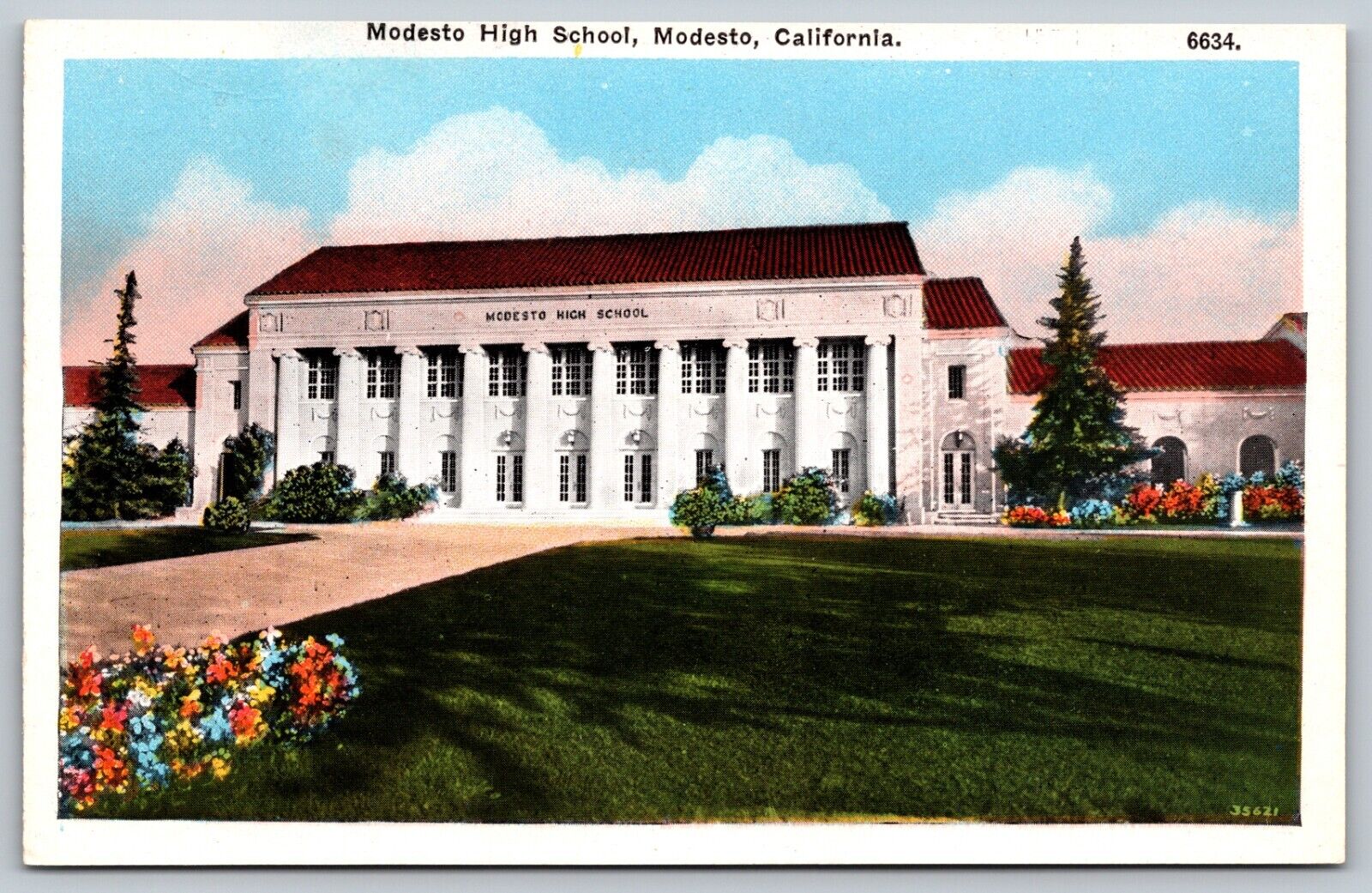 Modesto High School Vintage Postcard Modesto  CA c. 1915 Antique