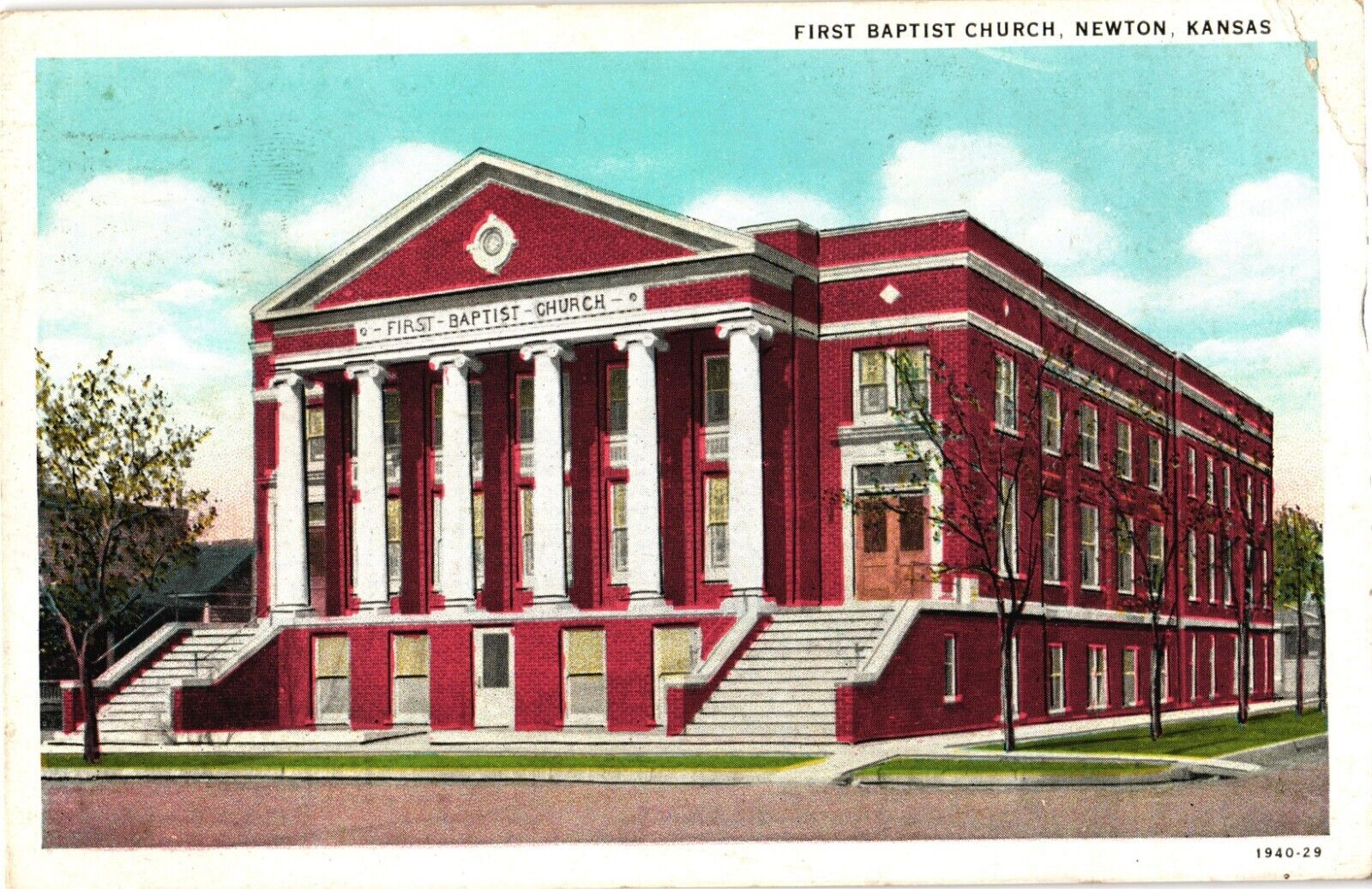 1931 First Baptist Church Newton Kansas Vintage Postcard