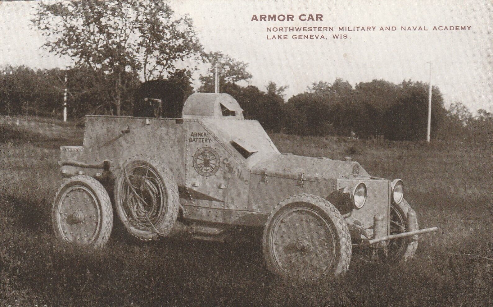 Armored Car c1918  Postcard photo like stuck damage on back