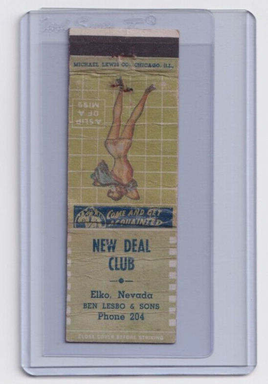 NEW DEAL CLUB - 1930\'s gaming matchcover - Elko, Nevada - Phone 204