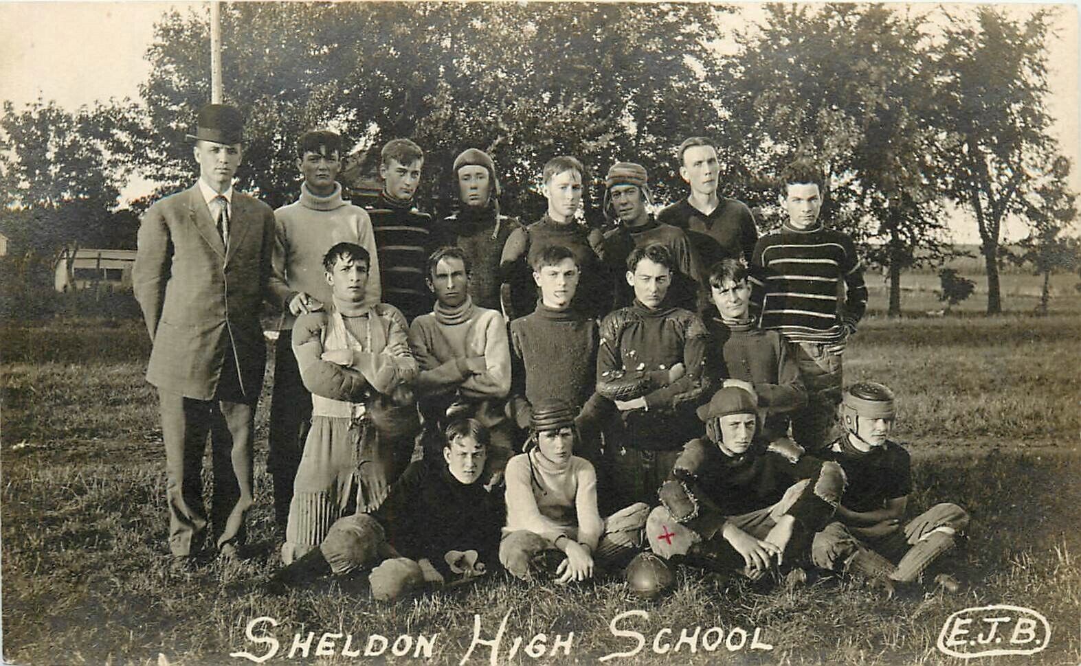 Postcard RPPC C-1910 Illinois Sheldon Football team photo IL24-4653