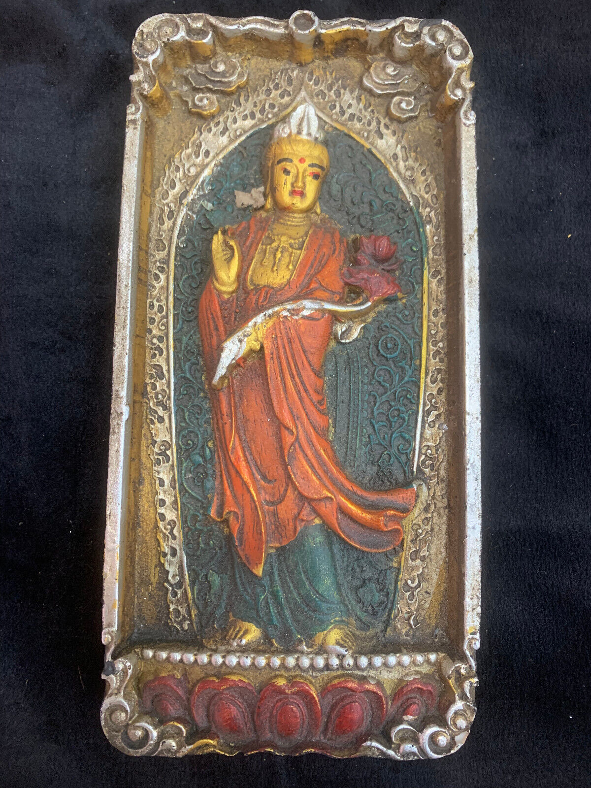 10.2 Inches Huge Tibetan Old Hand Made *KwanYin* Plaque 
