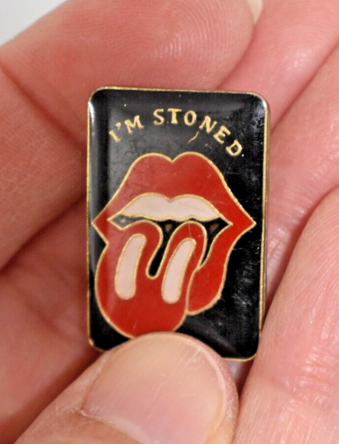 Vintage I’m Stoned Lapel Pin Rolling Stones Tongue & Lips Logo