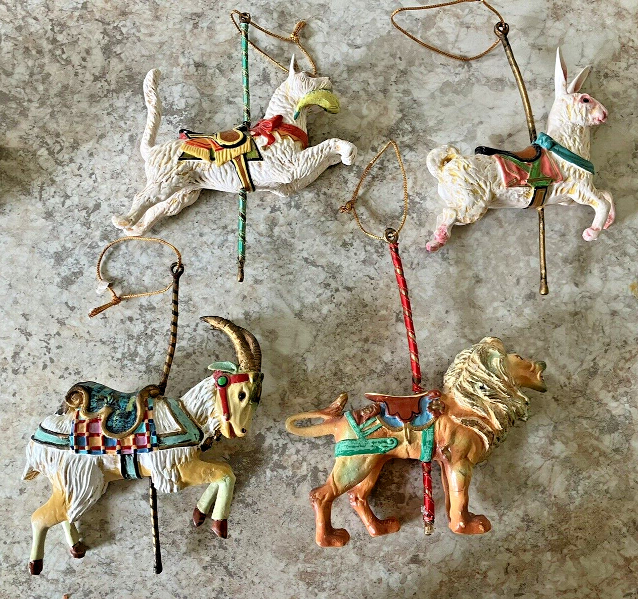 Lot Of 4 Carousel Horse Christmas Ornaments Kurt Adler Enesco