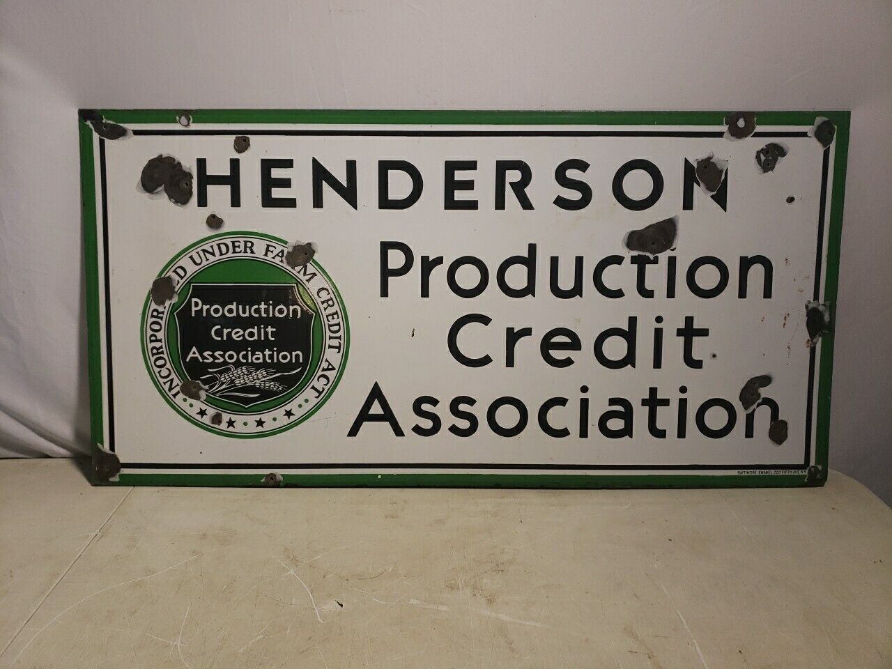 Rare 1930's Henderson North Carolina Porcelain Agricultural Advertising Sign
