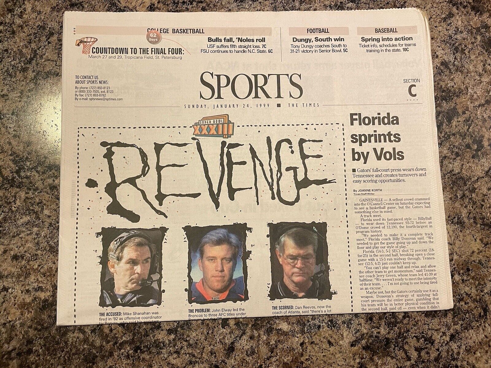 1999 Denver Broncos Football Newspaper. Super Bowl Preview.  John Elway.