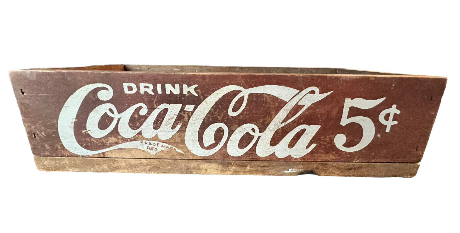 Vintage Rare Coca Cola 5¢ Wooden Crate 16.5 in x 7.5 in