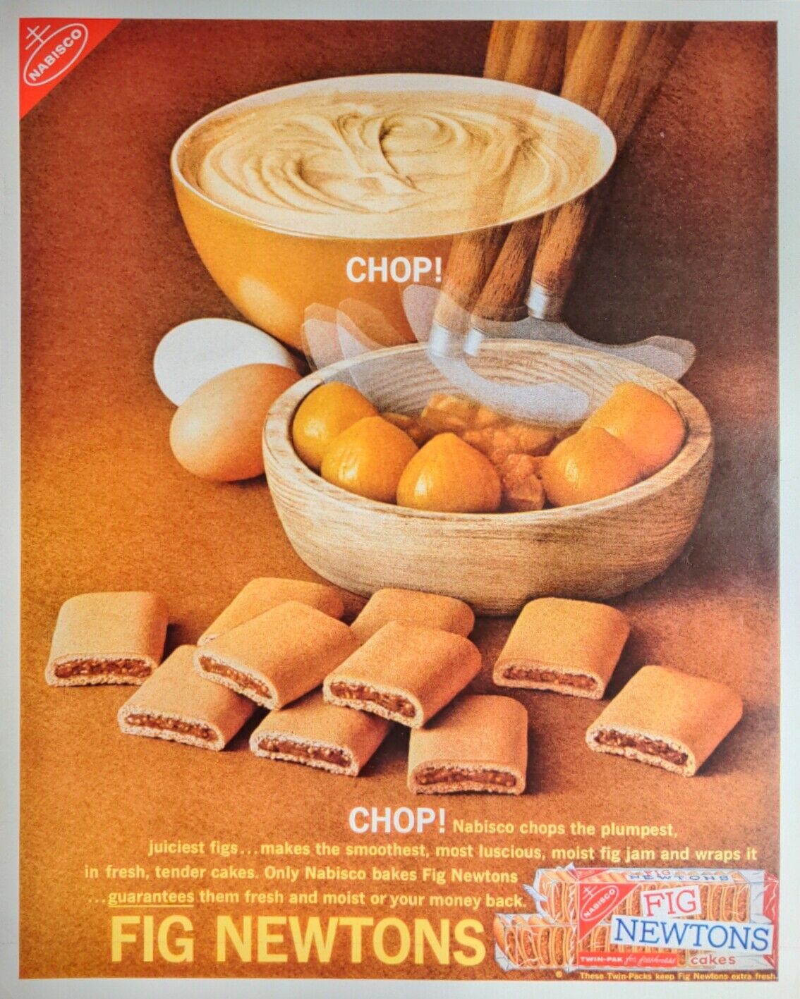 1962 FIG NEWTONS Cakes Cookies Fig Jam Fruit Nabisco Original Vintage  Print Ad