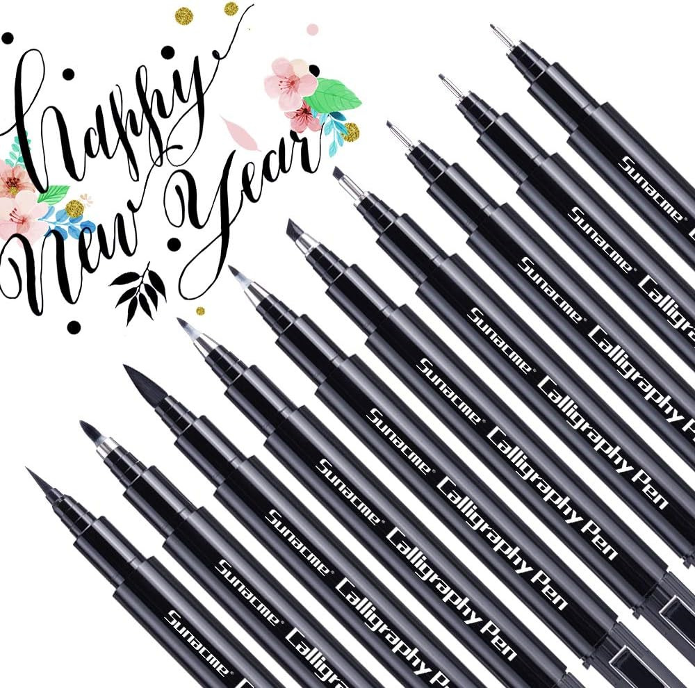 Calligraphy Pens, Hand Lettering Pen, 10 Size Caligraphy Brush Pens for