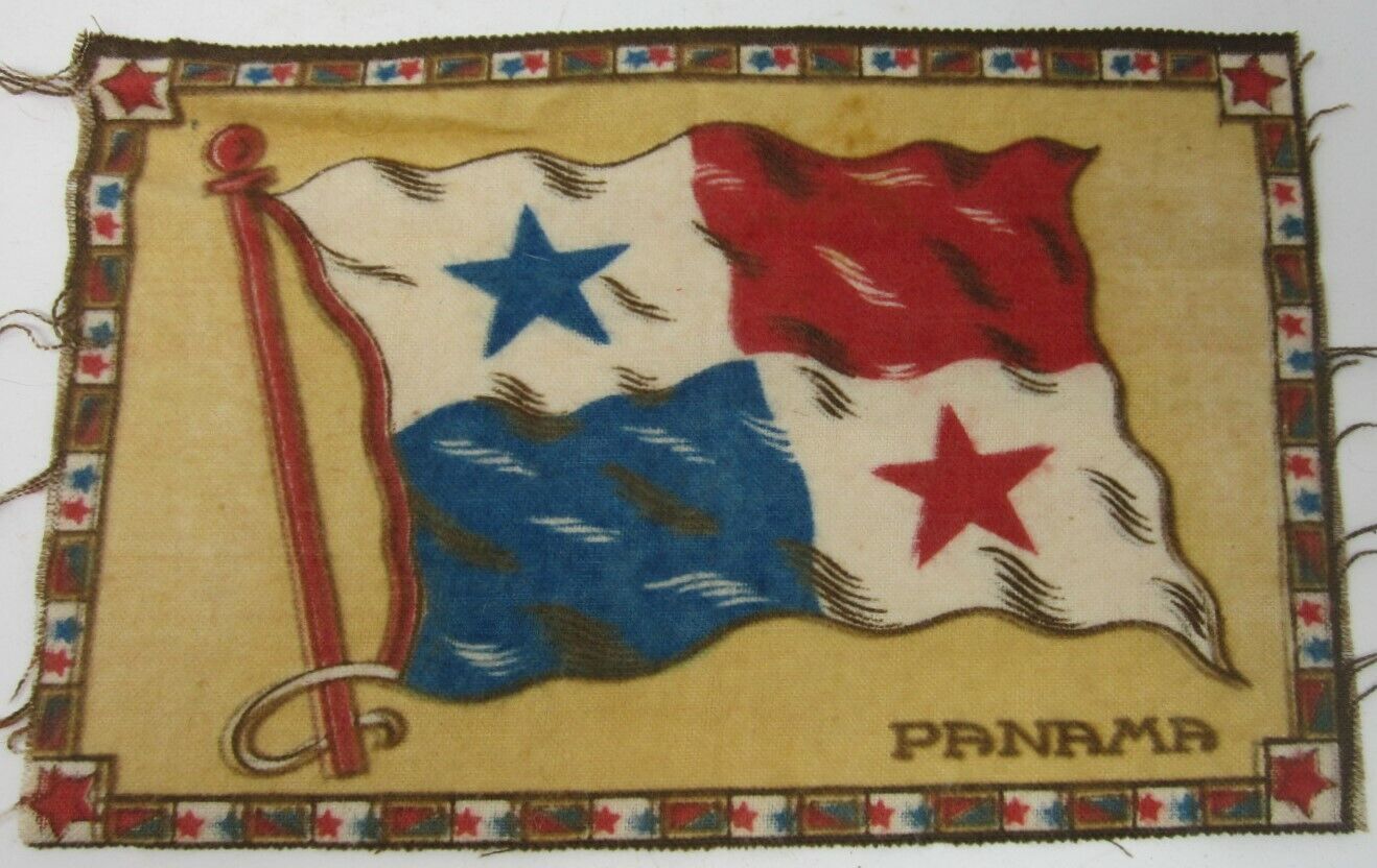 Large Cigar Box Felt Flag Panama Antique 8\