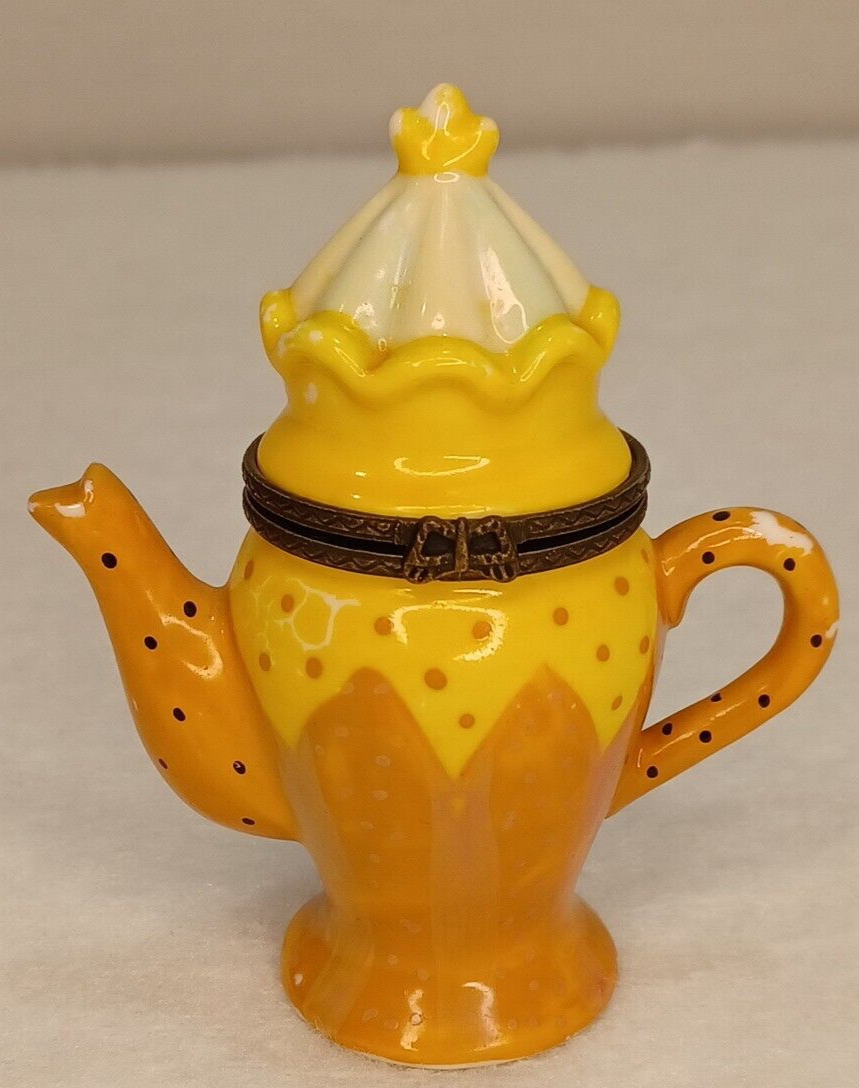 Beautiful Miniature Tea Pot Hinged Trinket Box Pill Container