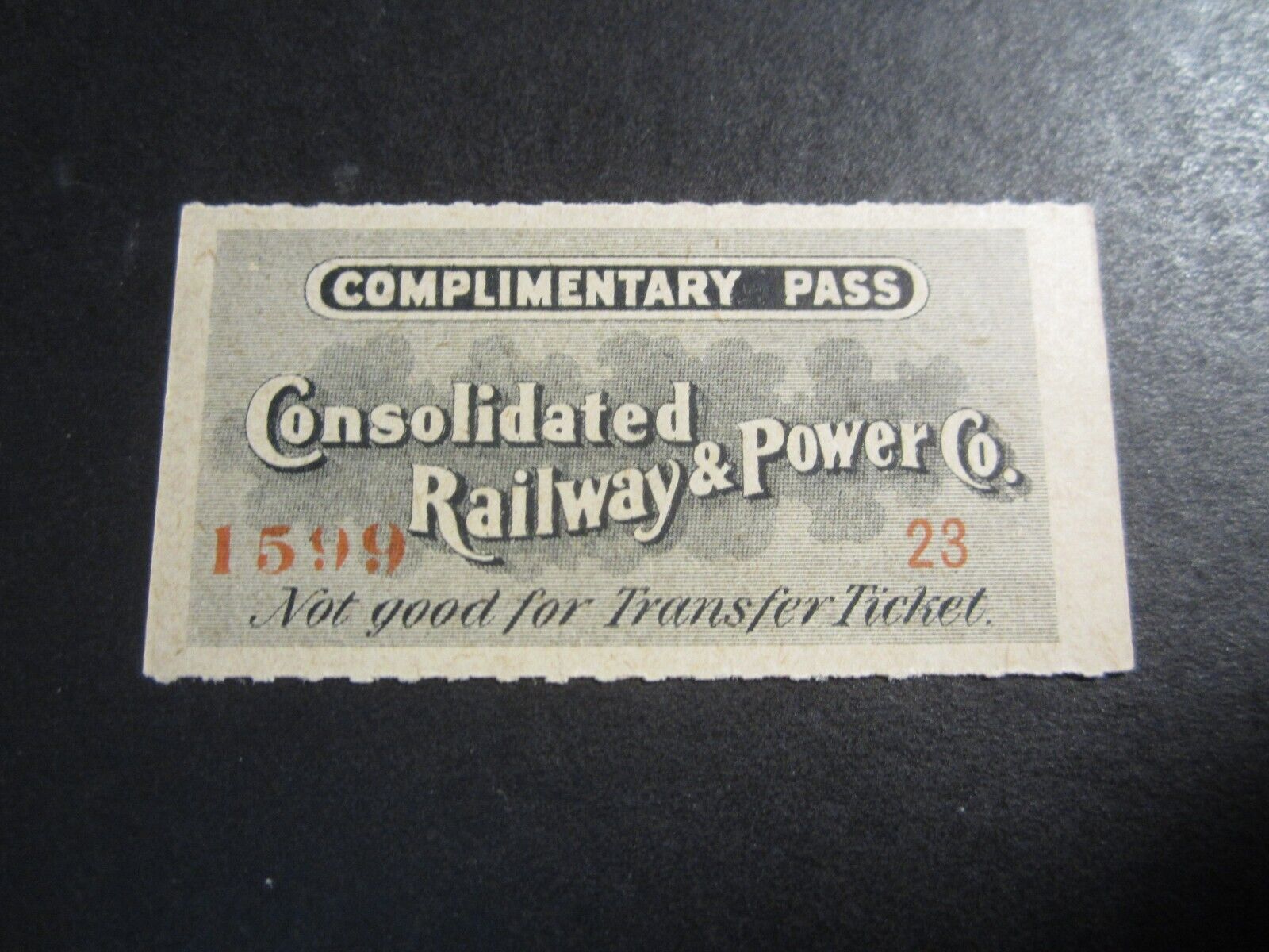 Old c.1880\'s - CONSOLIDATED RAILWAY & POWER Co. - RAILROAD PASS