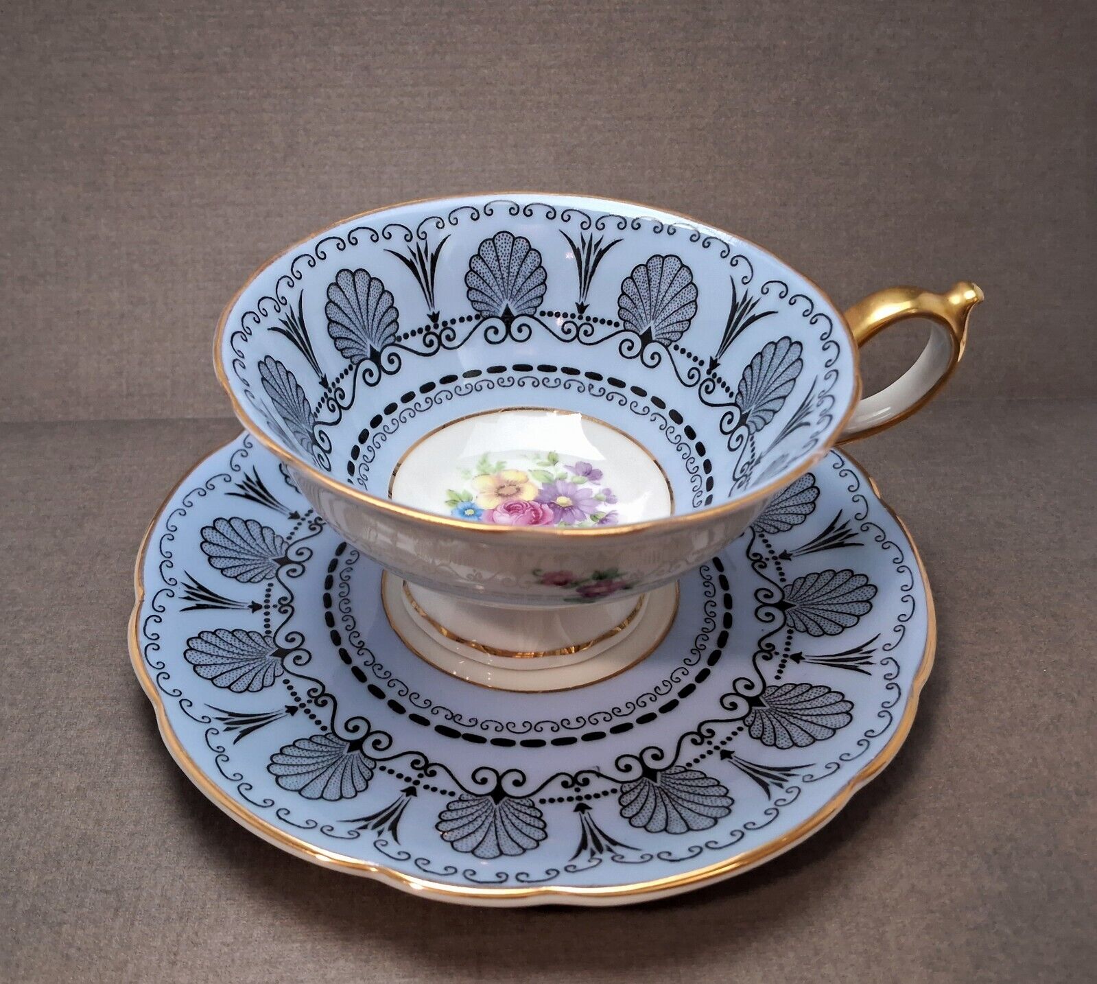 Royal Bayreuth porcelain Blue tea cup and saucer Germany  fine bone china
