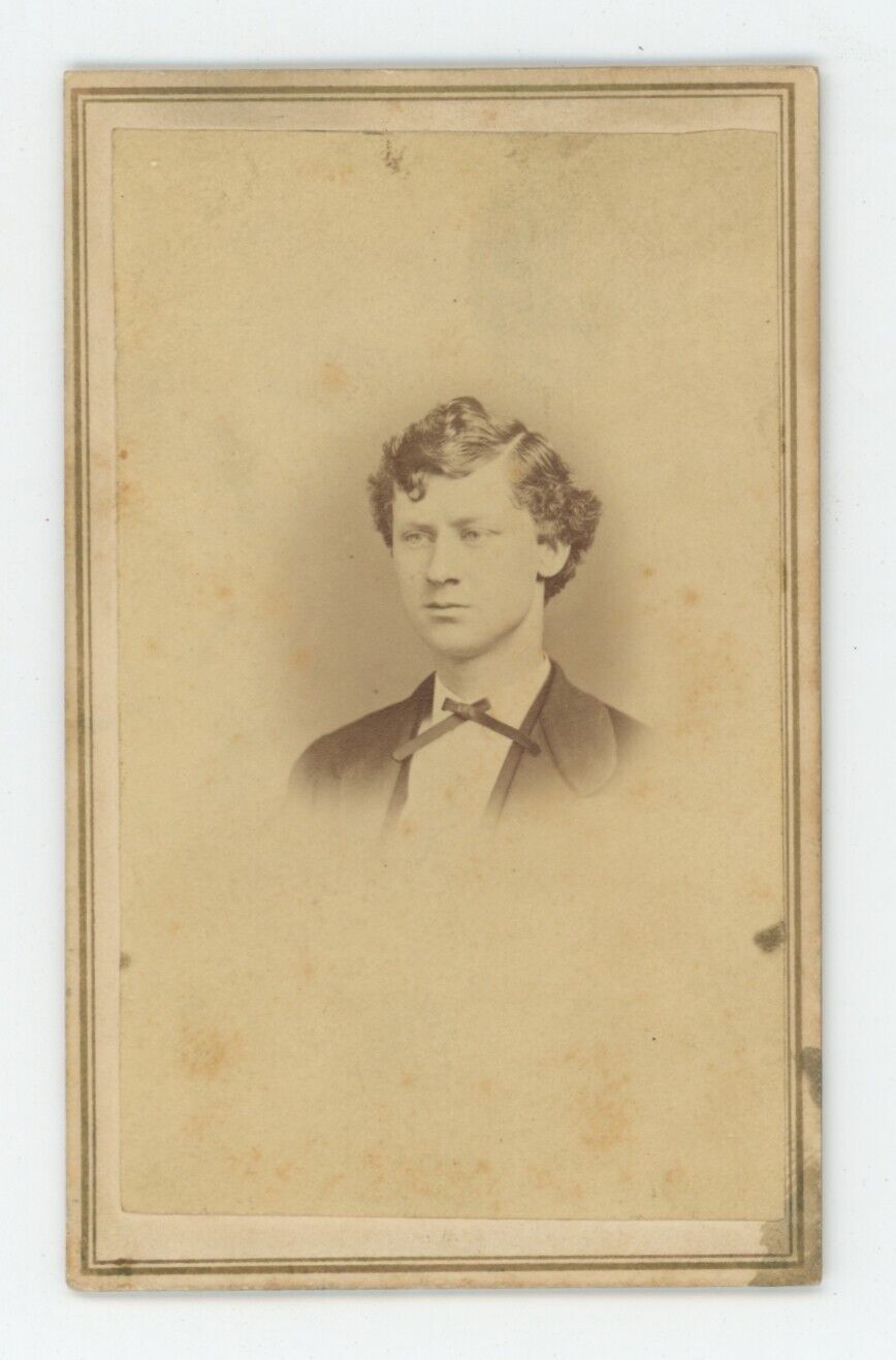 Antique CDV Circa 1860s Handsome Young Man With Wavy Hair  San Francisco, CA