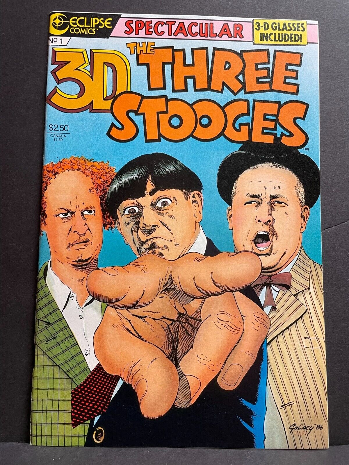 3-D Three Stooges #1 w/Glasses 3-D 1986 NM High Grade Eclispe Comic