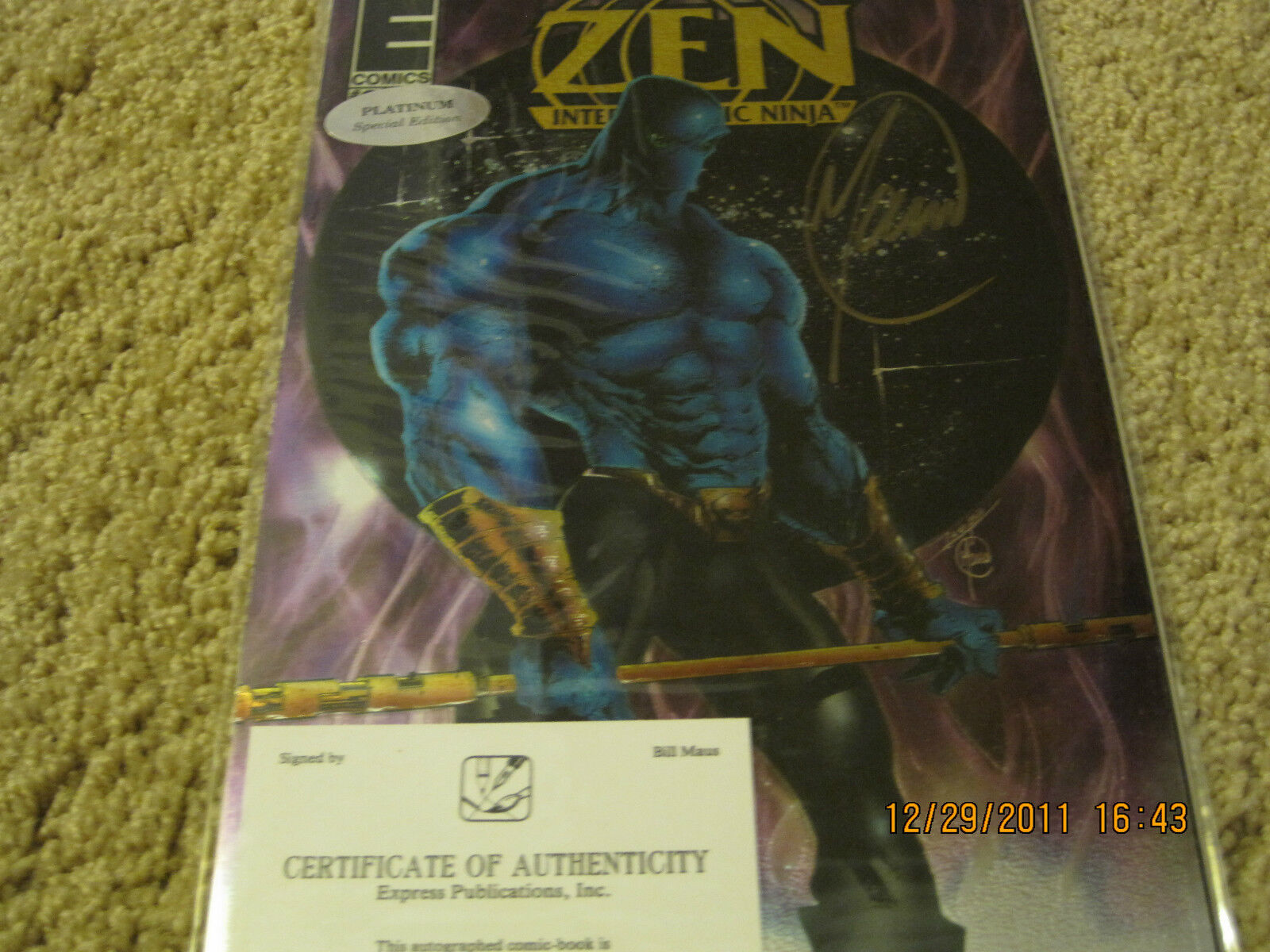 Zen Intergalactic Ninja #0 Platinum edition signed by Bill Maus with COA LOOK