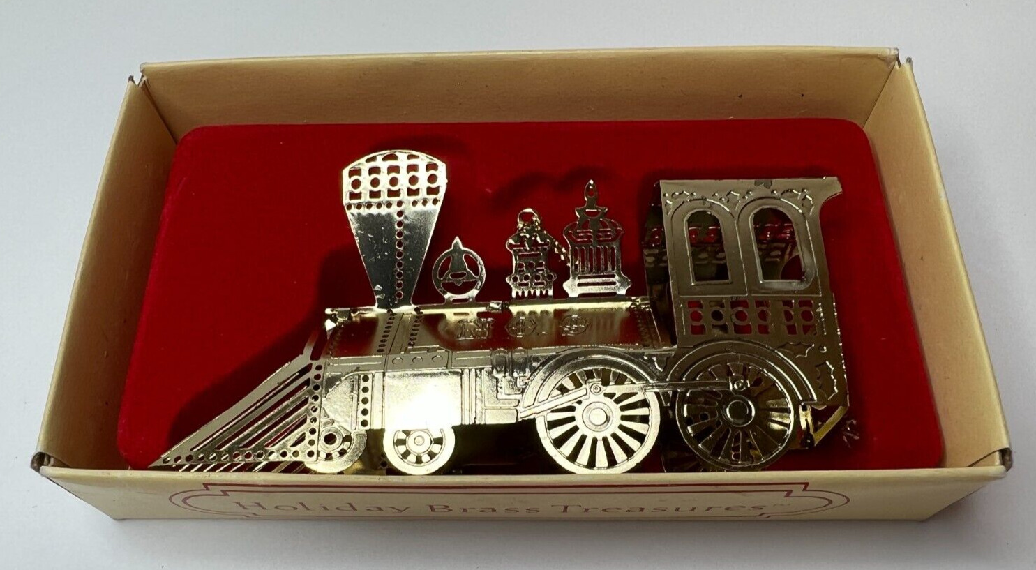 Vintage Russ Berrie Holiday Brass Treasures Train Christmas Ornament