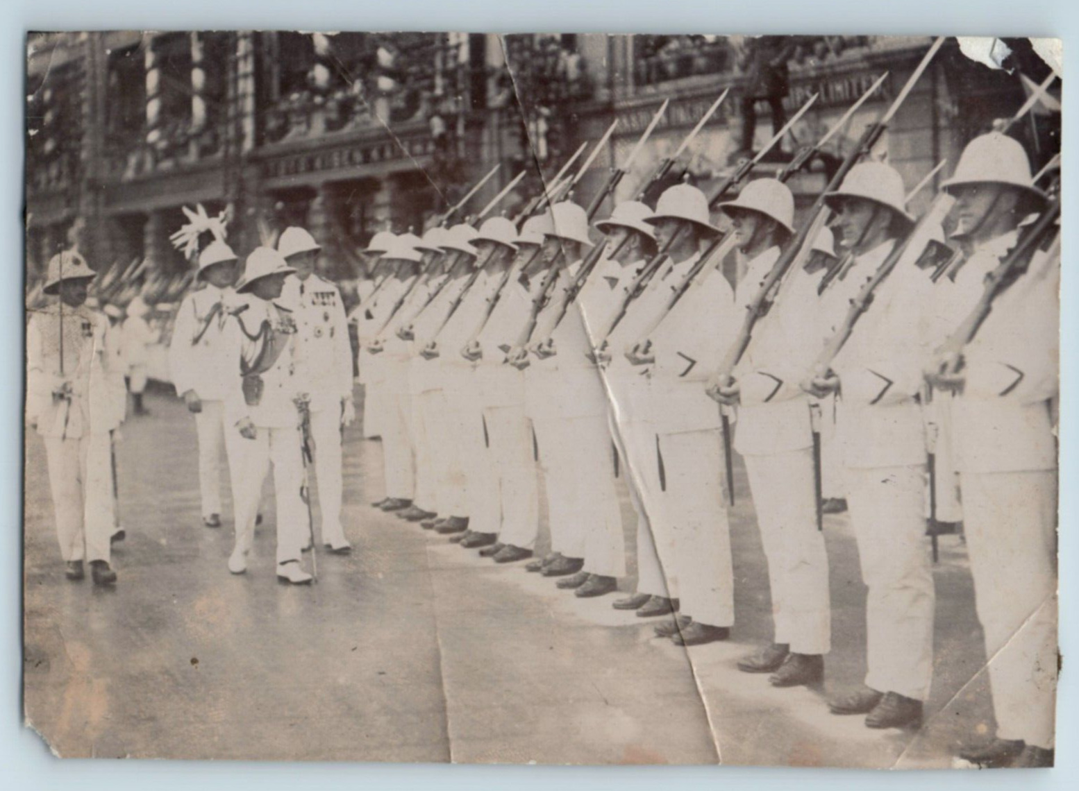 1922 Real Photo, Prince of Wales Inspecting Guards of Honour, Hong Kong China