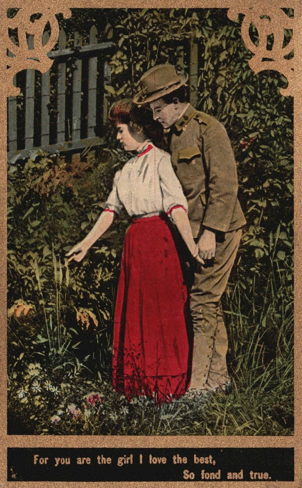 Vintage Postcard 1910's For You Are The Girl I Love The Best Lovers Couple Red