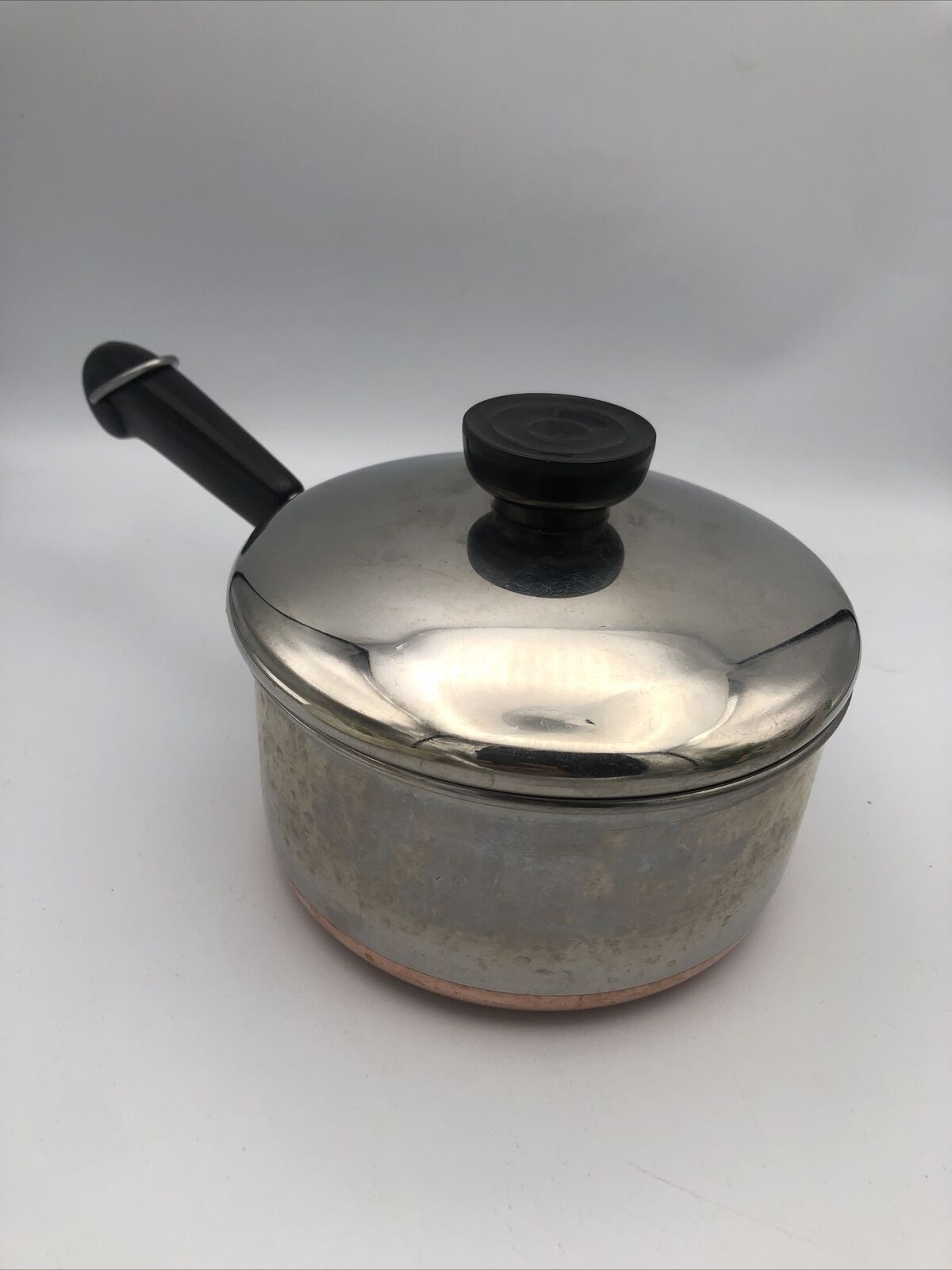 Vintage Revere Ware Copper Bottom 1 Qt Sauce Pan with Lid Clinton ILL USA Pot 86