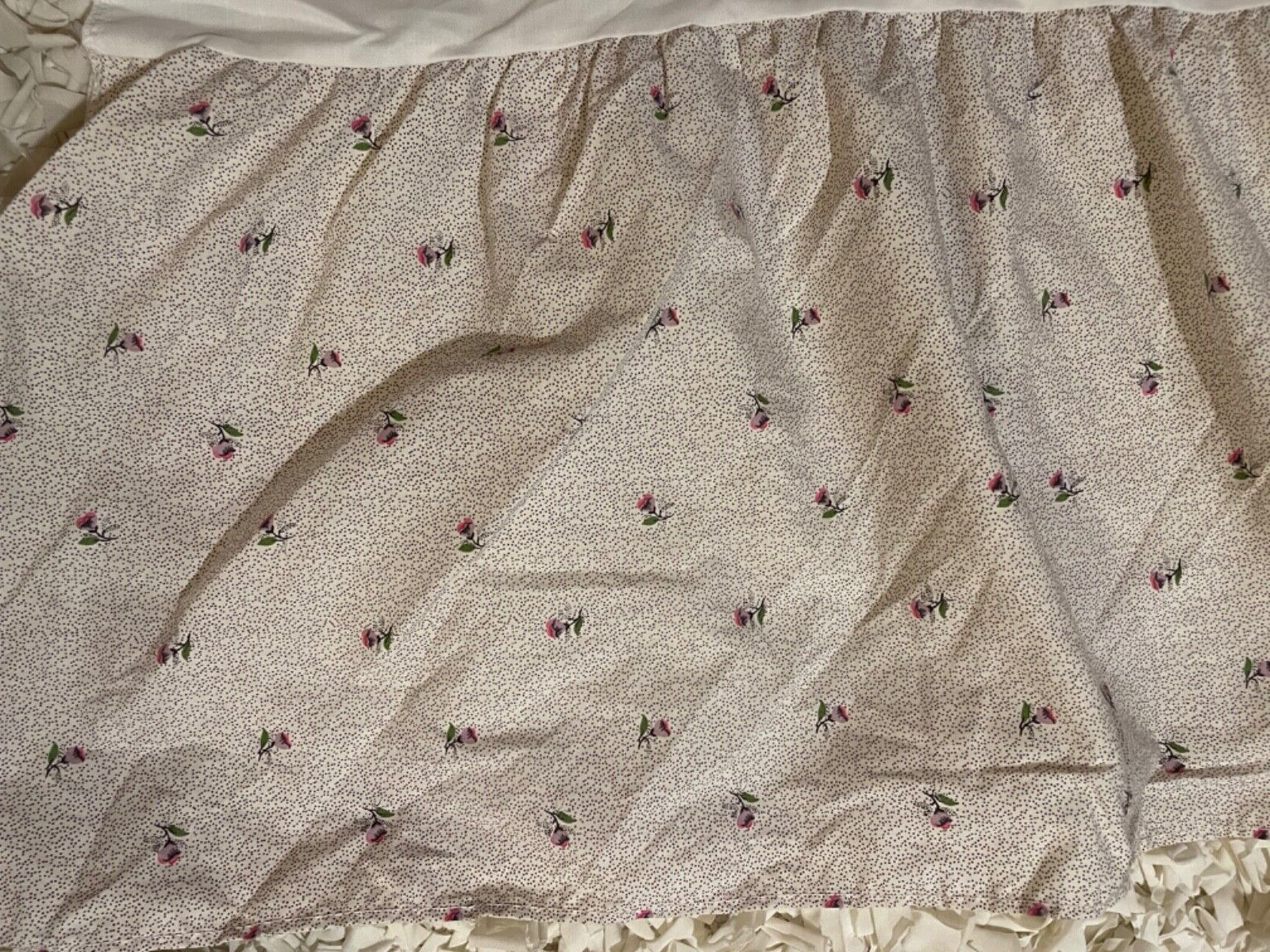 Vtg LAURA ASHLEY For Burlington -Queen Bed Skirt & Sham, Purple Flowers