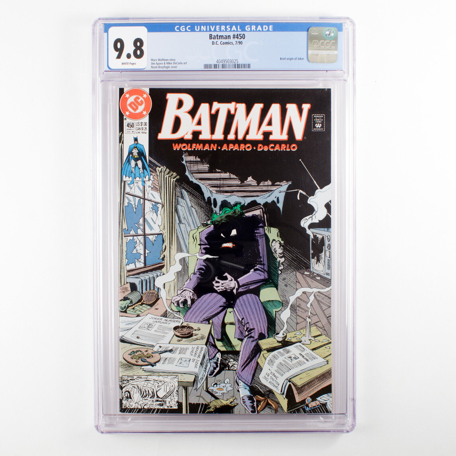 Batman - #450 - CGC 9.8 - White pages - Brief origin The Joker