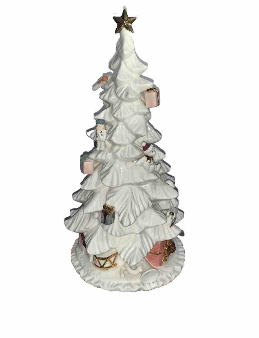 LENOX FIREPLACE COLLECTION - 12” CHRISTMAS TREE HeritageMint 2003 Used