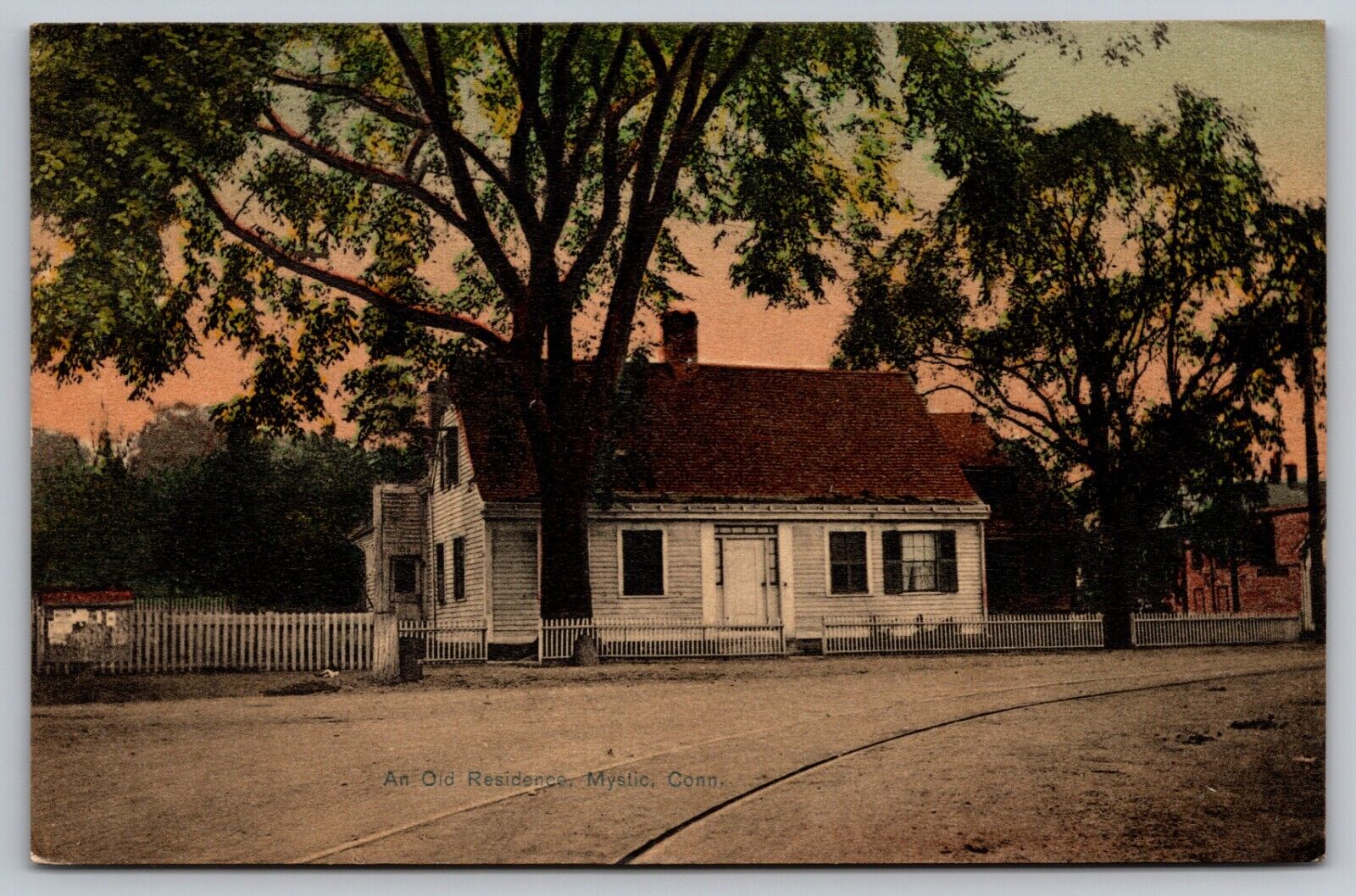 Postcard: Old Residence, Mystic, CT, Rhode Island News Co., Posted 1919