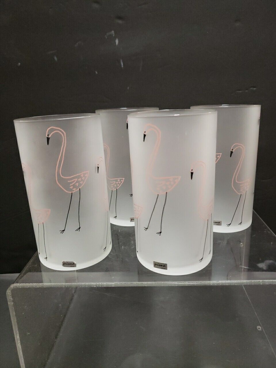 Vintage prisma Japan frosted flamingo glasses