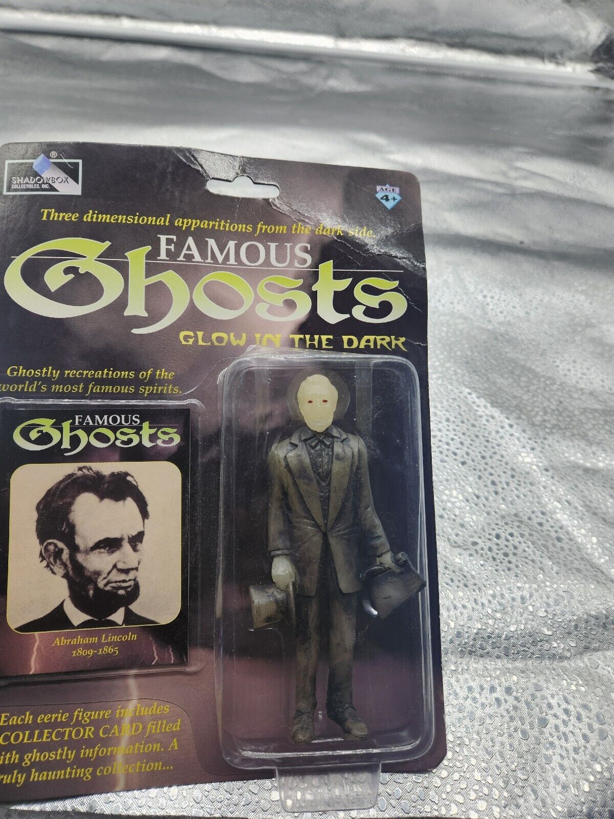Abraham Lincoln Glow in the Dark Shadowbox Famous Ghosts 2000 rare figure NOS