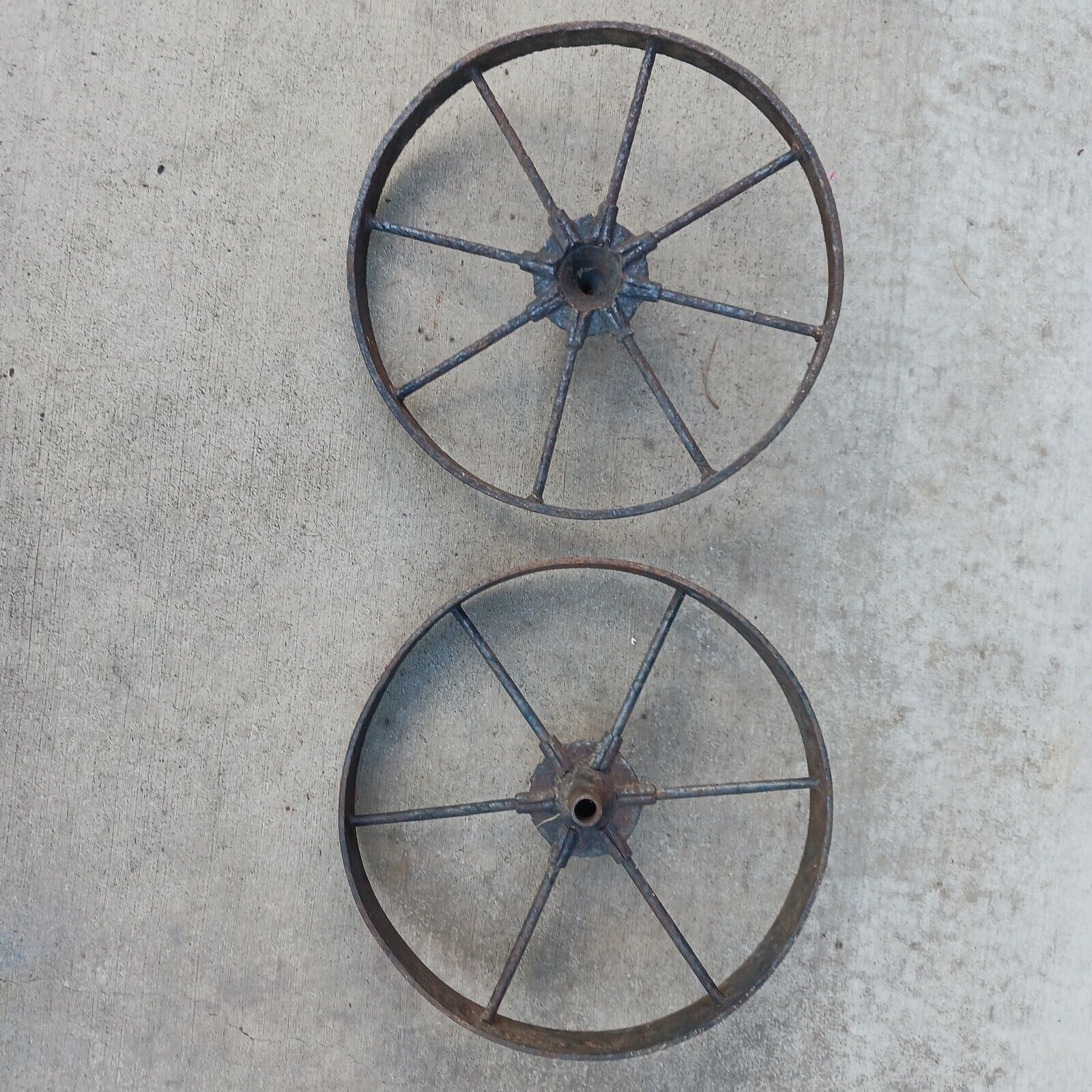 Vintage Cast Iron Cart Wheel 12 inch diameter, wide rim