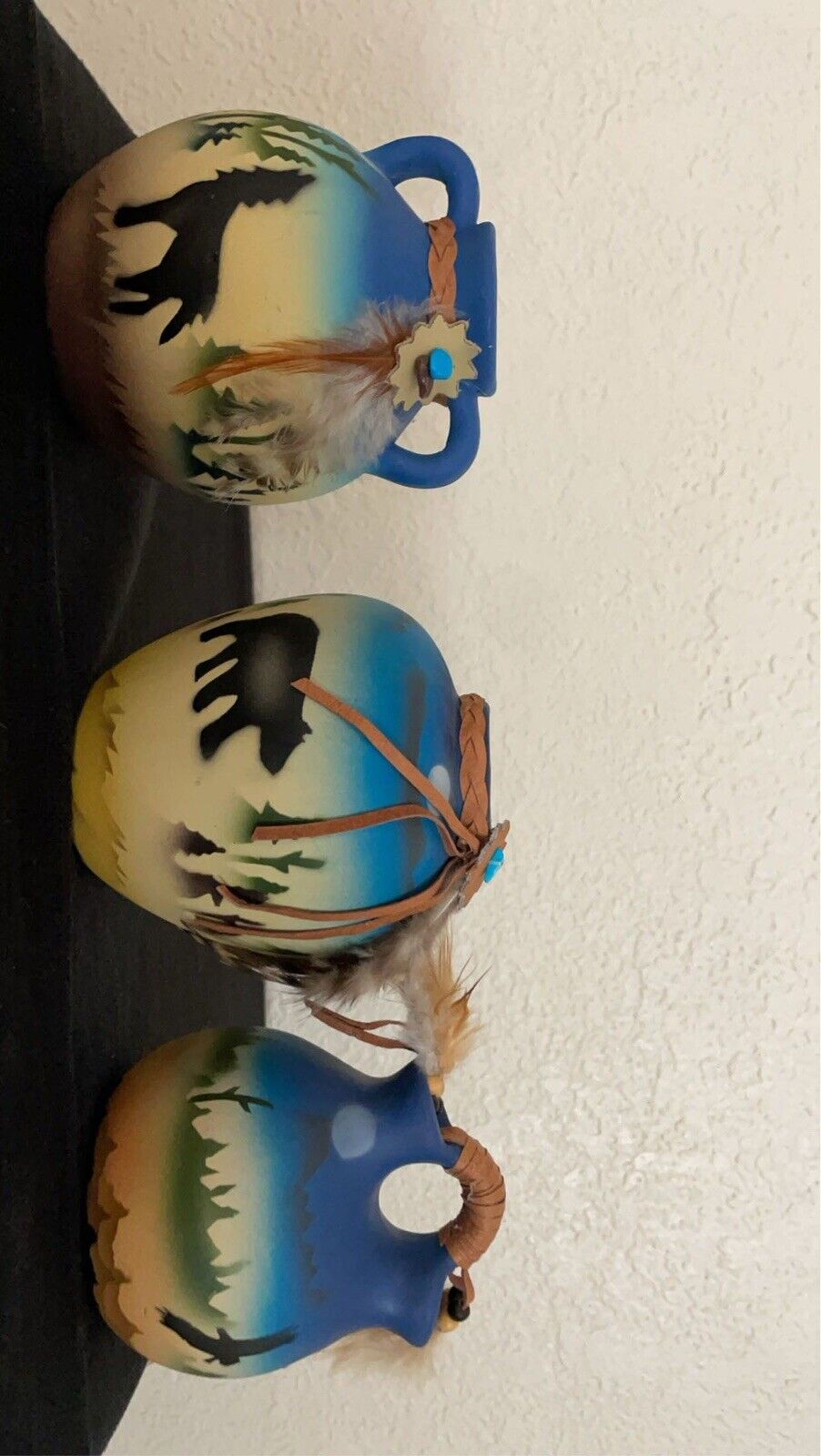 Set Of 3 vintage native american indian pottery vases
