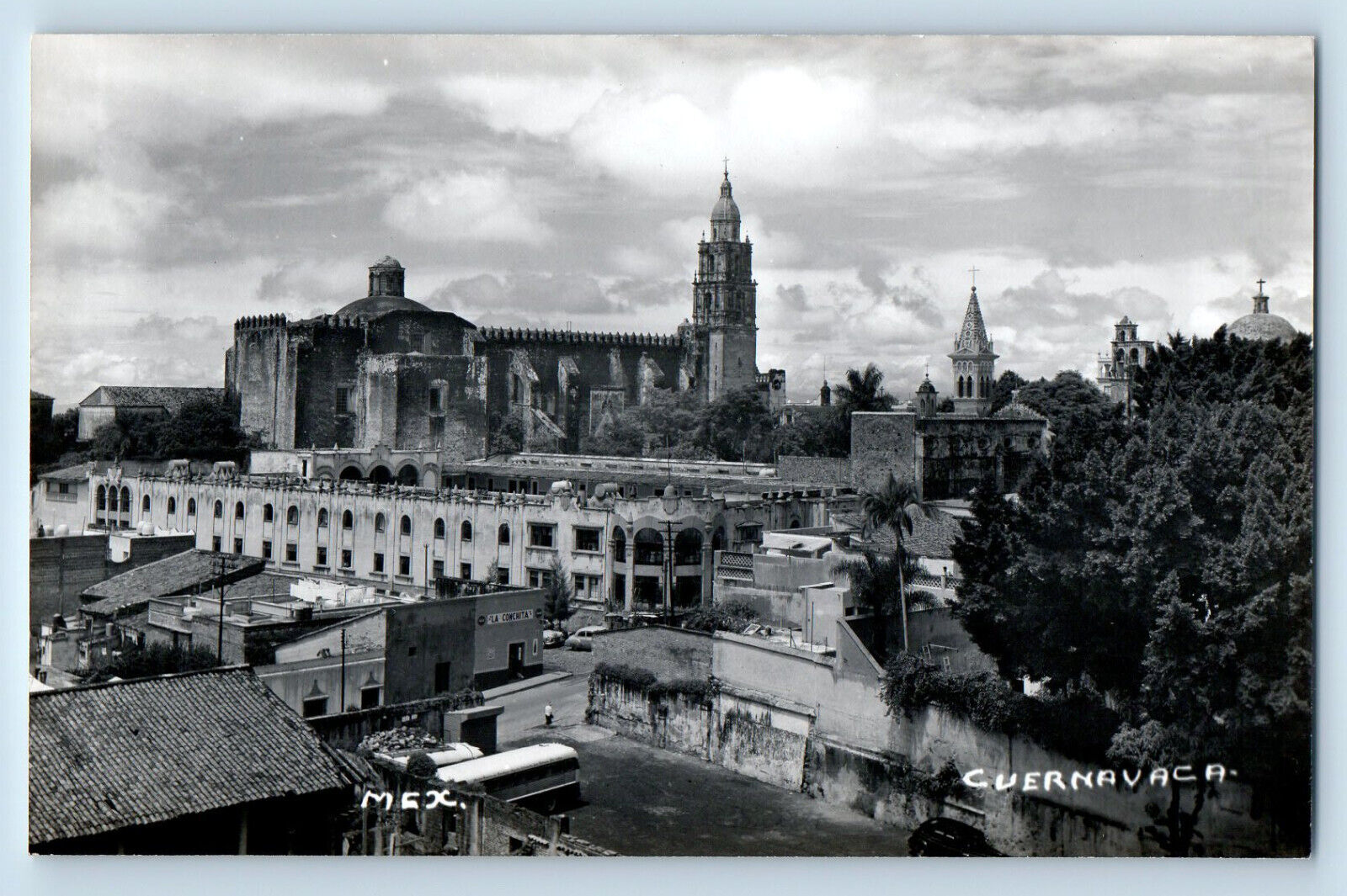 Cuernavaca Morelos Mexico Postcard View of Church Buildings c1960's RPPC Photo