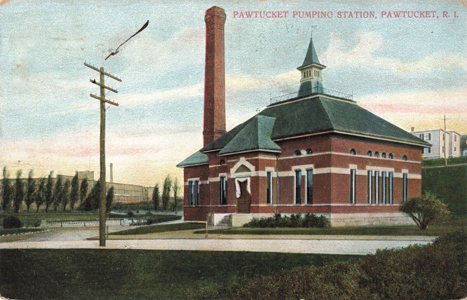 Pawtucket Pumping Station RI Rhode Island c.1910 Postcard A580