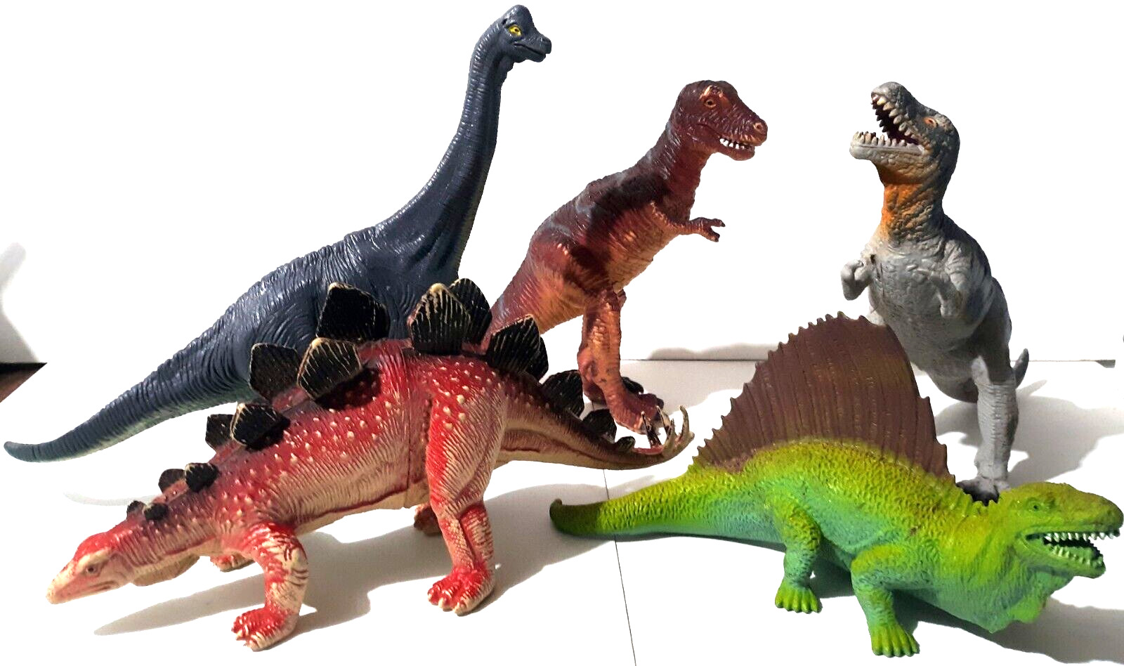 Vintage Dinosaur 2 T-Rex, Stegosaurus, Brachiosaurus, Edaphosaurus Set of 5