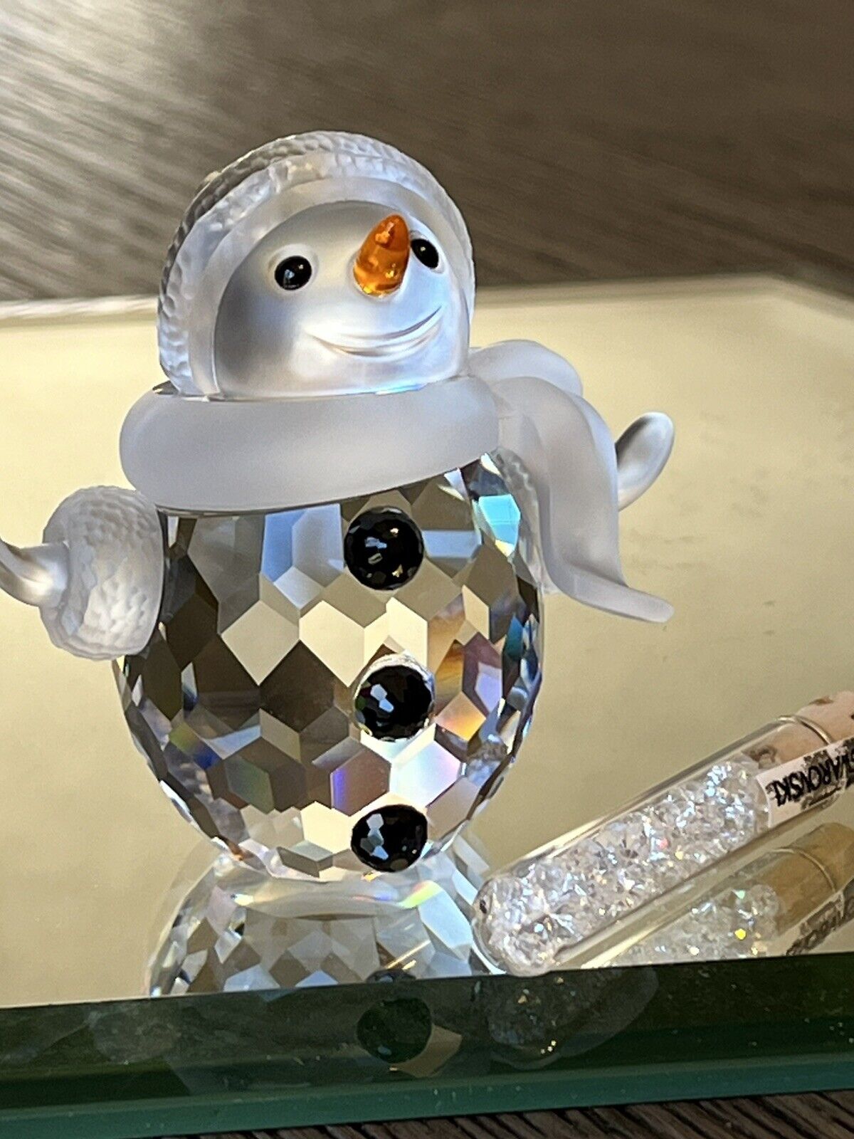 Swarovski Snowman & Vial Crystal Snow 7475000605 Cheerful Times Figurine No Chip