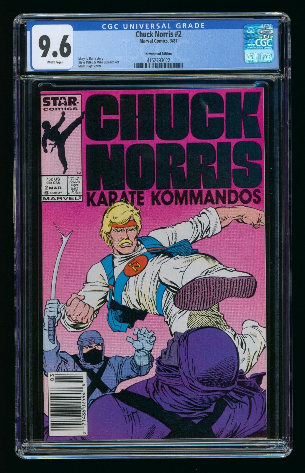 CHUCK NORRIS #2 (1987) CGC 9.6 NEWSSTAND EDITION WHITE PAGES