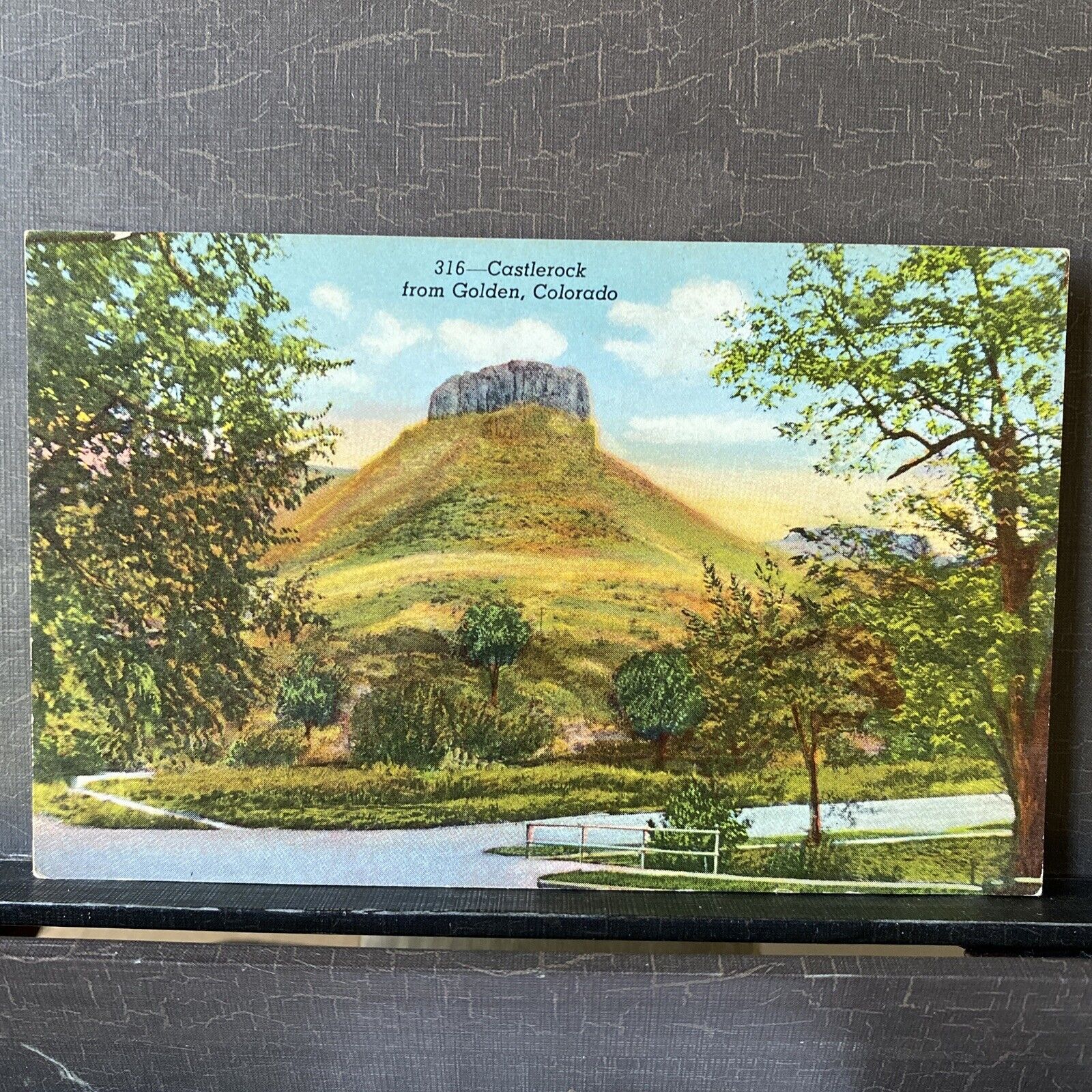 Castle Rock  From Golden Colorado Mountain Basalt Butte CO Vintage Postcard