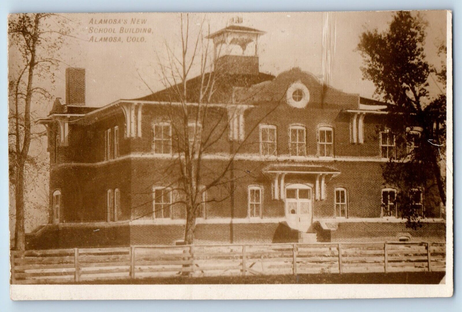 Alamosa Colorado CO Postcard RPPC Photo Alamosa 's New School Building c1910's
