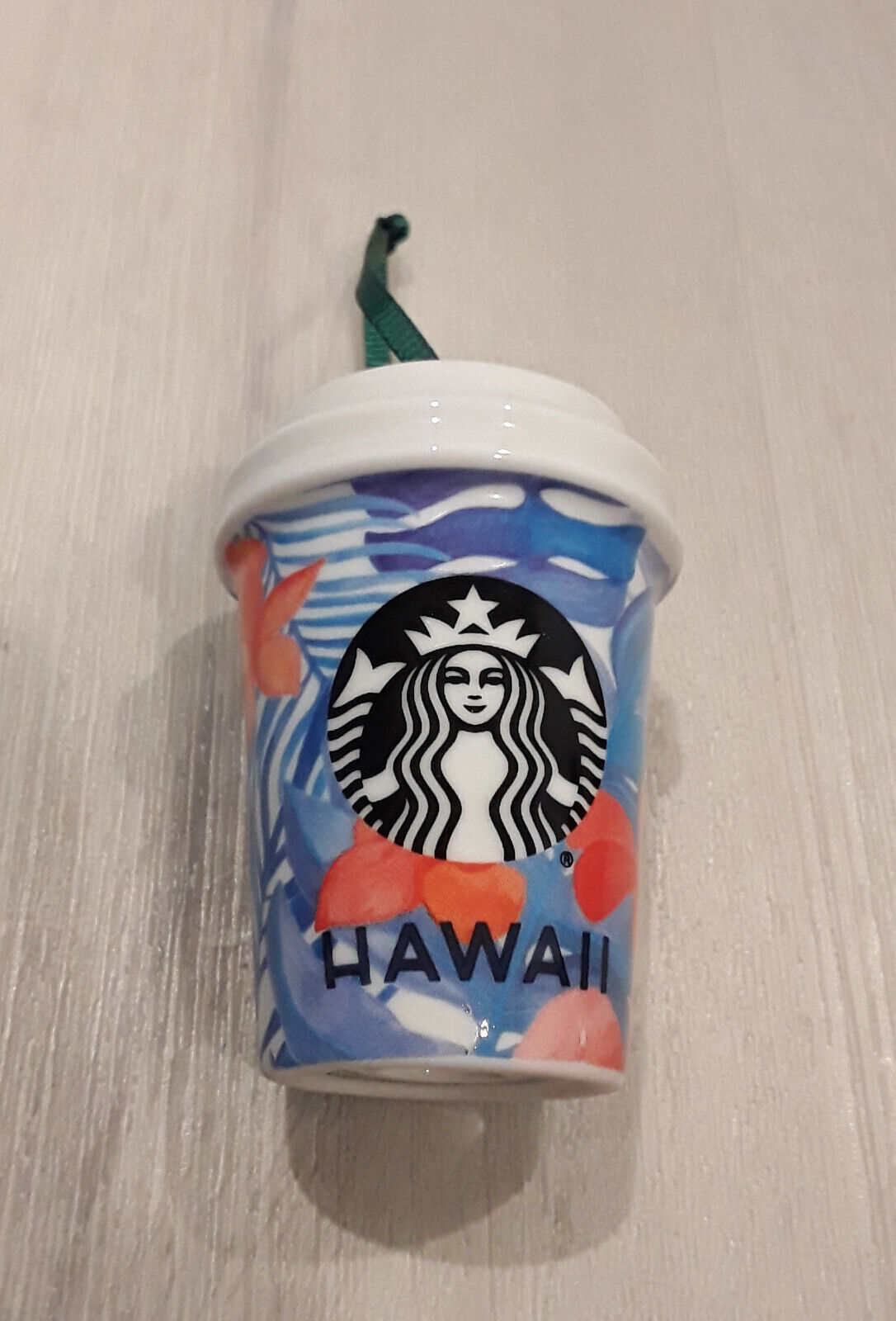 Starbucks 2015 Holiday Hawaiian Flowers & Leaves Coffee Cup Ornament HAWAII CUP
