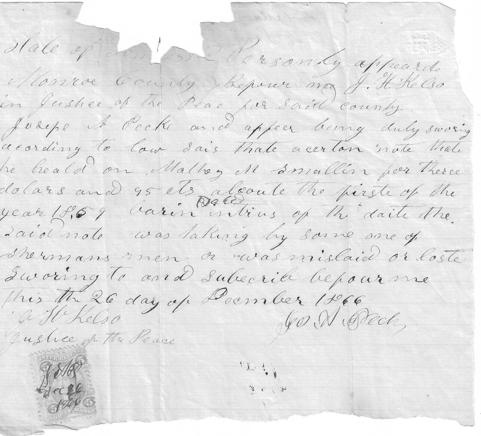 Monroe County, TN, Confederate Believes Sherman's Men May Have Stolen Note