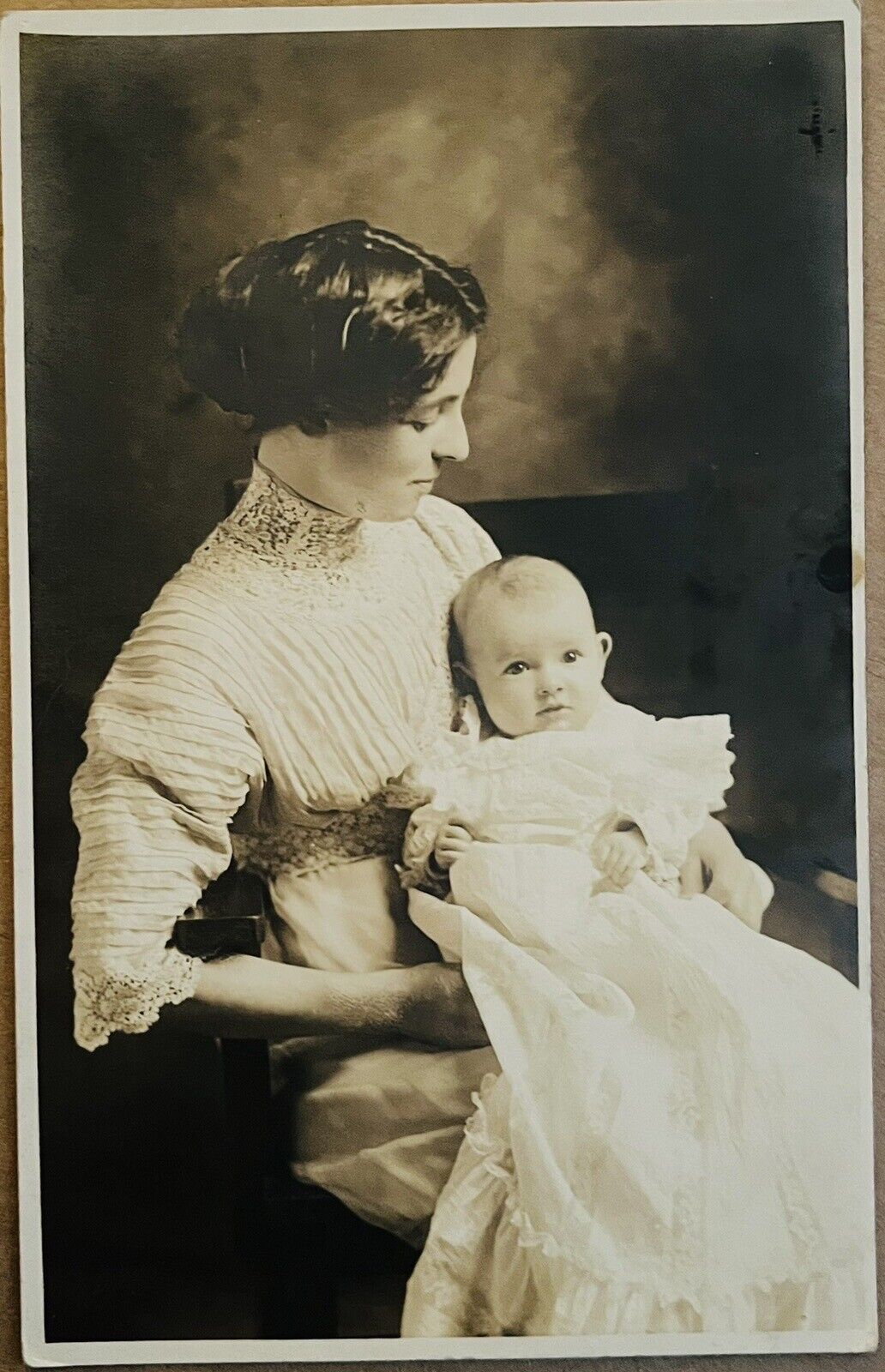 RPPC Sanford Maine Mother Child Bernadine Vallely Antique Real Photo Postcard