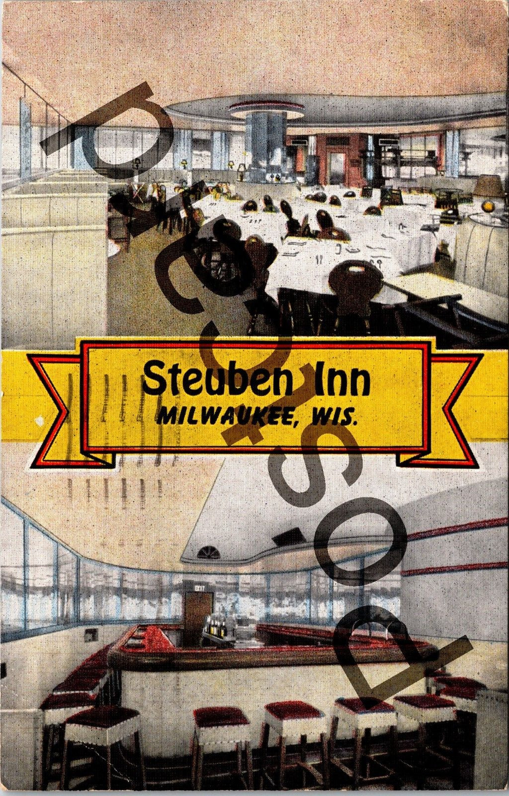 1952 MILWAUKEE, Steuben Inn, Lazy Susan, Joseph Fereira Mgr,  postcard jj081