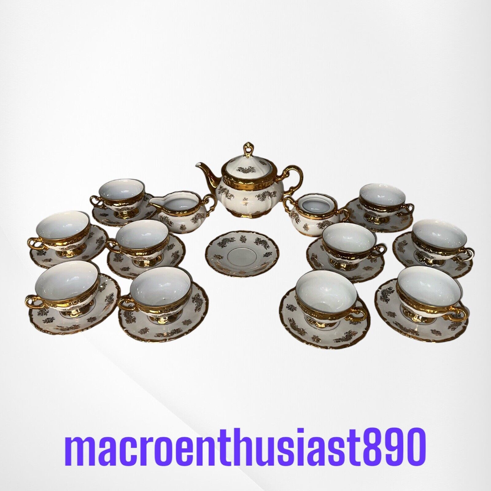Gold Antique Mitterteich Bavaria Tea Set 24 Pieces