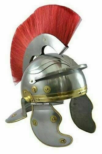 DGH® Roman Armour Helmet Medieval Knight Helmet With Red Crest Plum-Replica