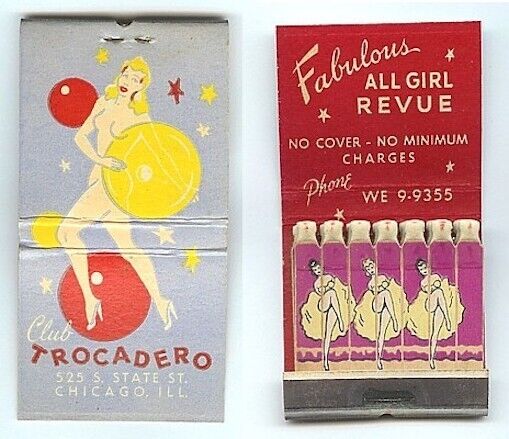 Club Trocadero Matchbooks 1930\'s Vintage Original Matches 1930\'s Can Can Revue