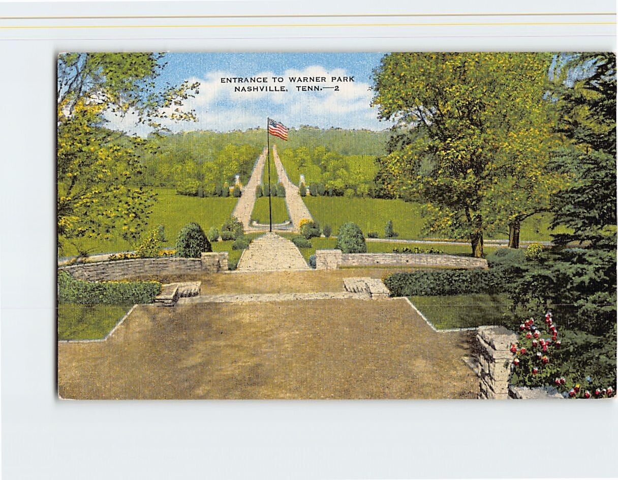 Postcard Entrance to Warner Park Nashville Tennessee USA